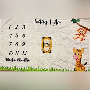 Animal-Themed Milestone Blanket for Kids